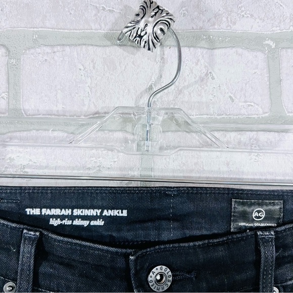 AG The Farrah High Rise Skinny Ankle Raw Hem Jeans in Black Size 28 - Picture 7 of 9